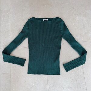 Abercrombie & Fitch Teal Ribbed Long Sleeve Top